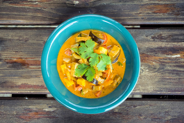 Aubergines fondantes au lait de coco et Jalapeno vert